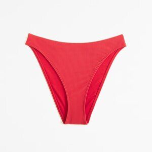 NWT Abercrombie Mid-Rise High-Leg Moderate Bottom in Size M, Garnet Red